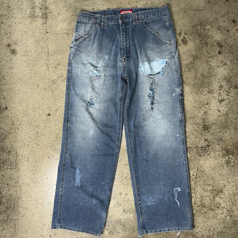 Unionbay flex carpenter jeans thrashed vintage denim size 34 x 32